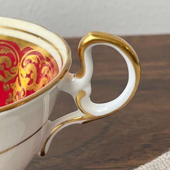 Aynsley England Bone China Tea Cup Ruby Red Floral Center 882 - Picture 9 of 16